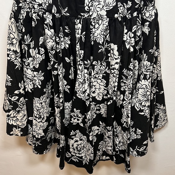 VINTAGE strapless dress/gown black and white floral print size 10 - Picture 5 of 6